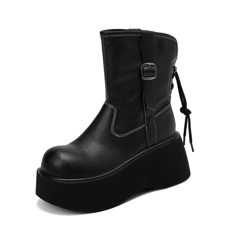 

Осень 202, ботильоны из натуральной кожи на платформе в стиле ретро, современная модная обувь на толстой подошве