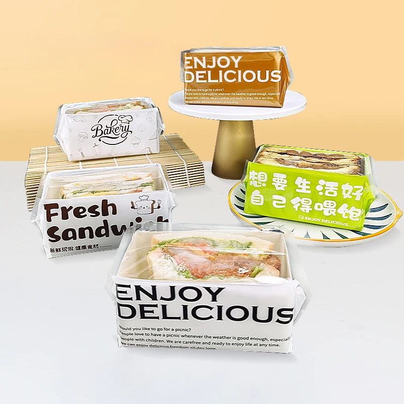 Sacs d'emballage alimentaire transparents en l'horloge, 50 pièces, pour sandwich fait maison, jxtoast, hambourg, fournitures de fête