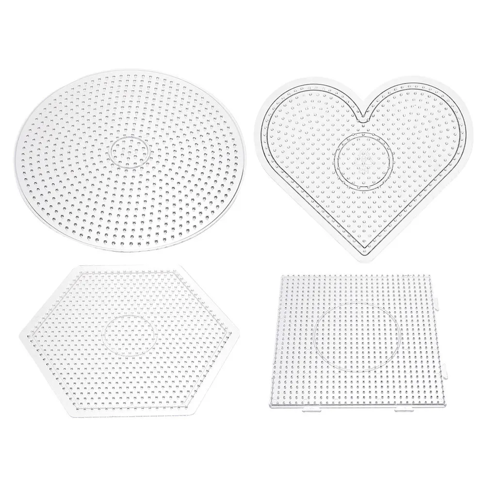 

4pcs Fuse Beads Template Plastic Pegboards For Teens Diy Beading Board Large Square Hexagon Heart Shape Craft Project