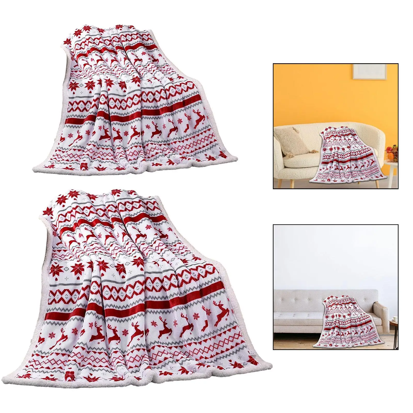 Christmas Throw Blanket Soft Comfortable Multifunctional Reindeer Print