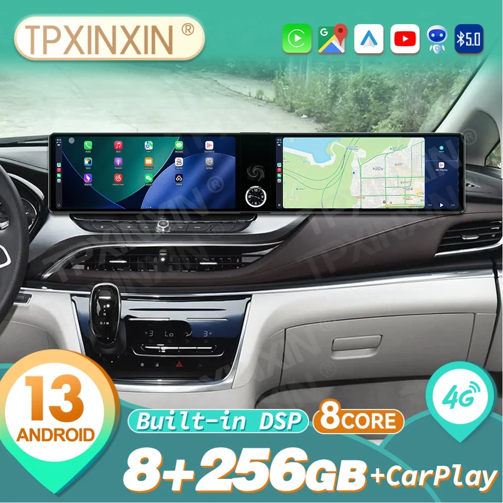 

Автомобильный радиоприемник Qualcomm 12,3 дюйма с двойным экраном Android Auto Carplay для Buick GL8 2020 2021 2022, навигация, GPS, автомобильный мультимедийный плеер