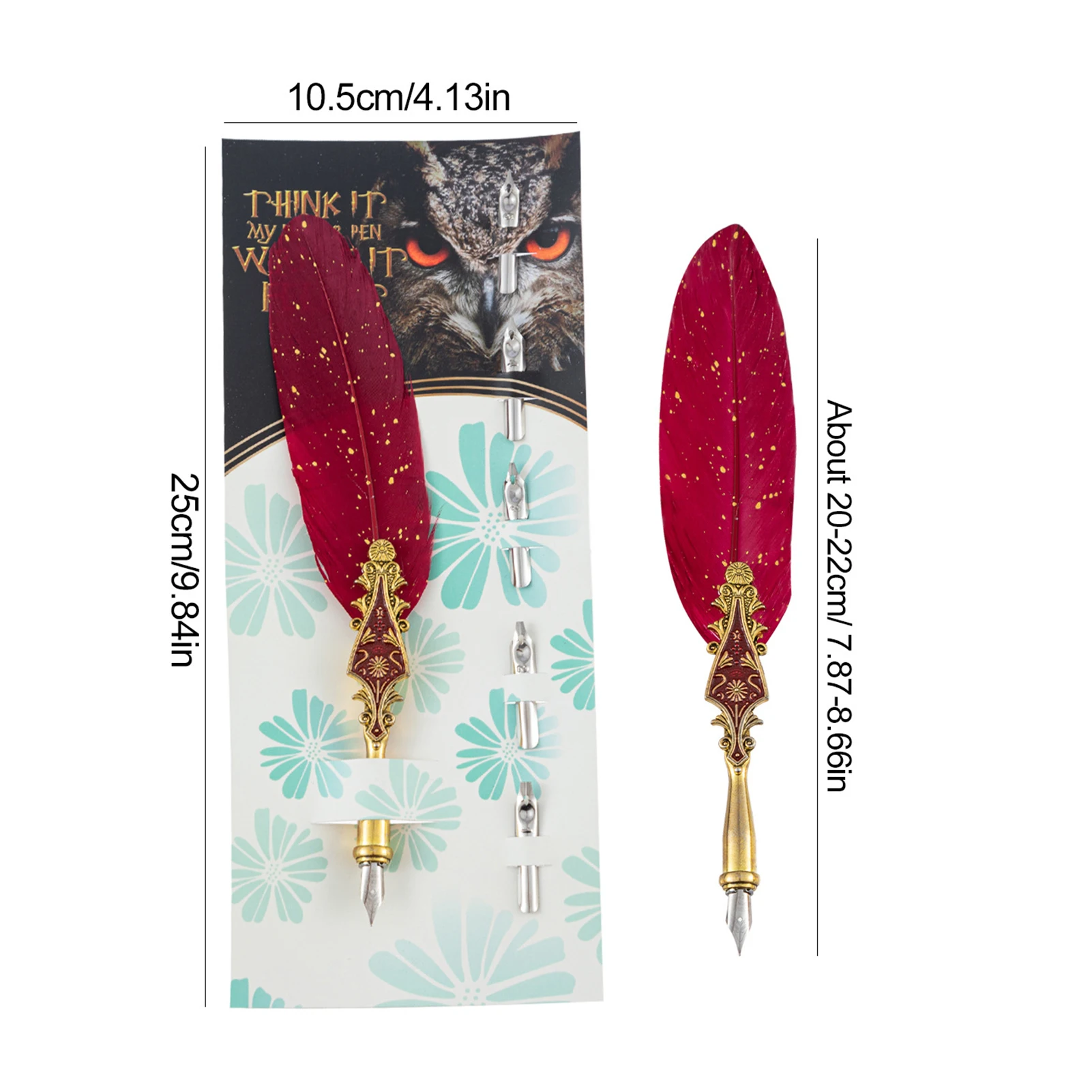 Pena celup bulu Retro, Set pena Quill Vintage, gaya elegan, kaligrafi menulis tanda tangan dengan pengganti ujung Ideal untuk huruf