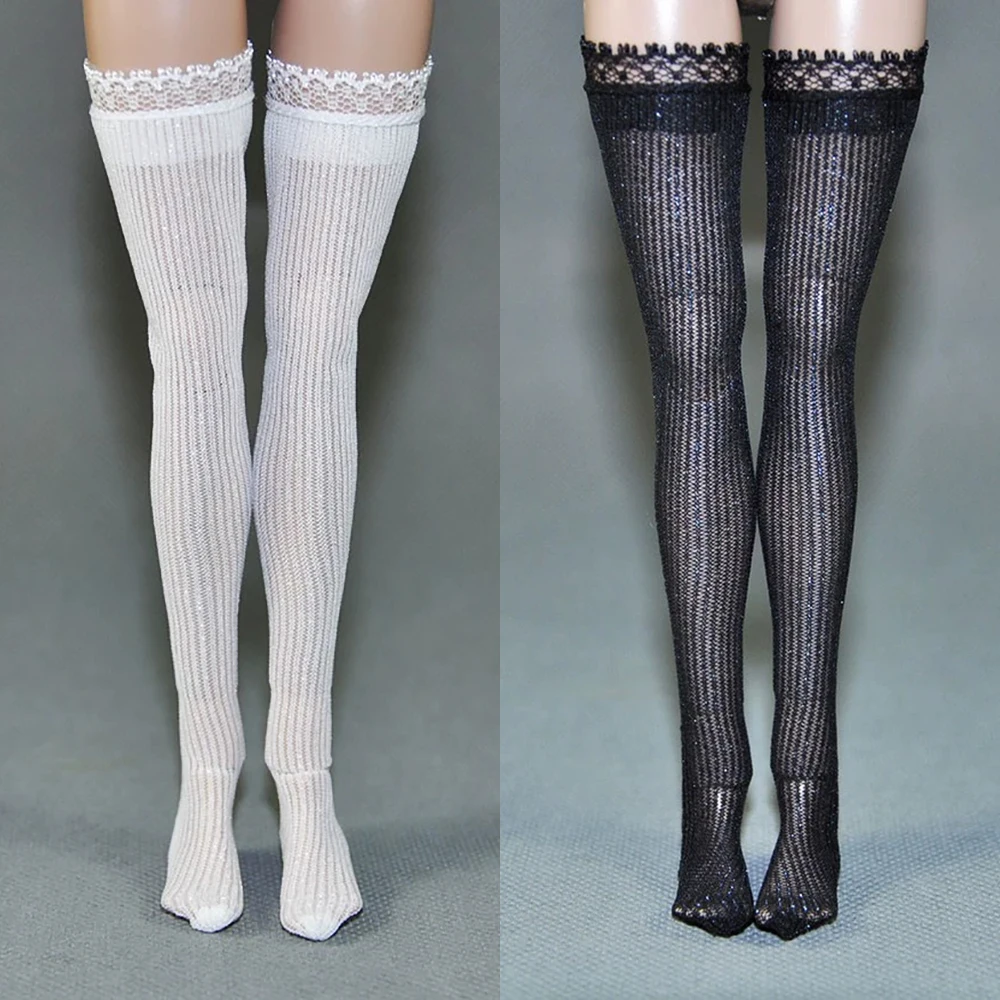 

1/6 Female Black Mesh Stockings Fishnet Lace Long Socks Clothing Accessories Model Fit 12'' Woman Soldier PH Action Figure Body