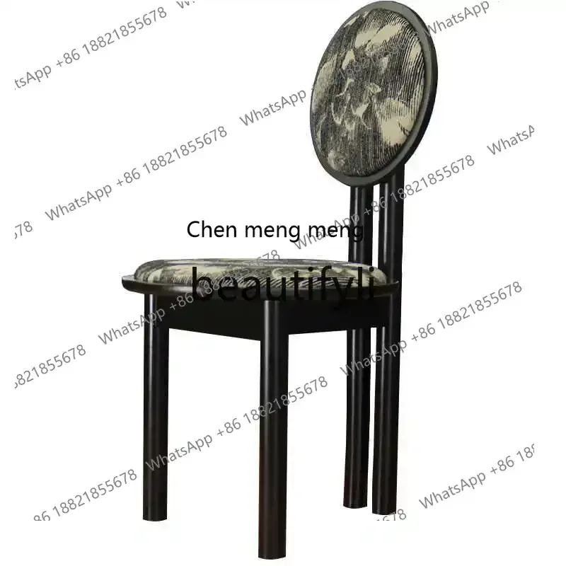 

Medieval all-solid wood dining table and chairs French retro soft bag backrest high-end dining chair makeup chair