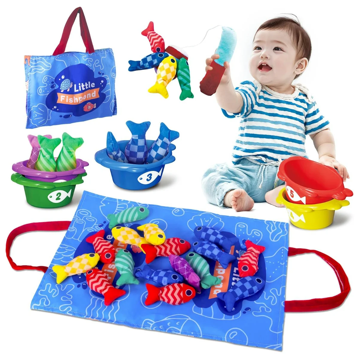 Jeu de pêche Montessori grill pour tout-petits, jouets mentaires oriels pour bébés 1-3, comptage des chiffres et tri des documents, cadeaux d'anniversaire et de Noël