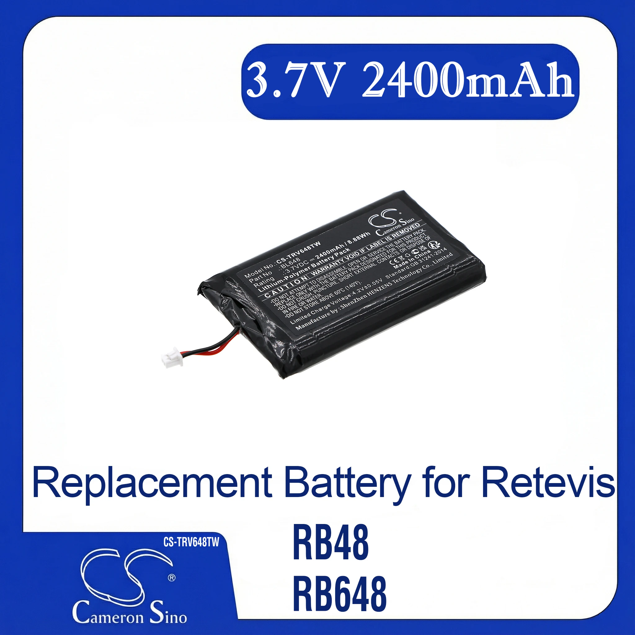 

Cameron Sino Replacement Battery for Retevis RB48, RB648, Fits P/N BL48,BL648