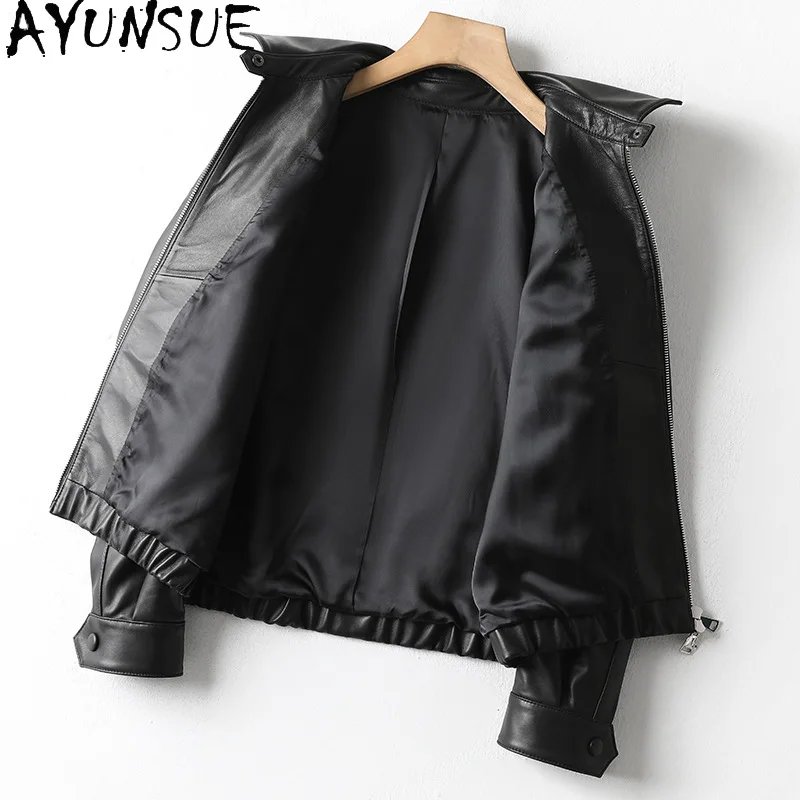 AYUNSUE 정품 가죽 자켓 여성 2025 진짜 양피 모토 & 바이커 코트 여성 자켓 가을 옷 Косуха Женская 캐주얼