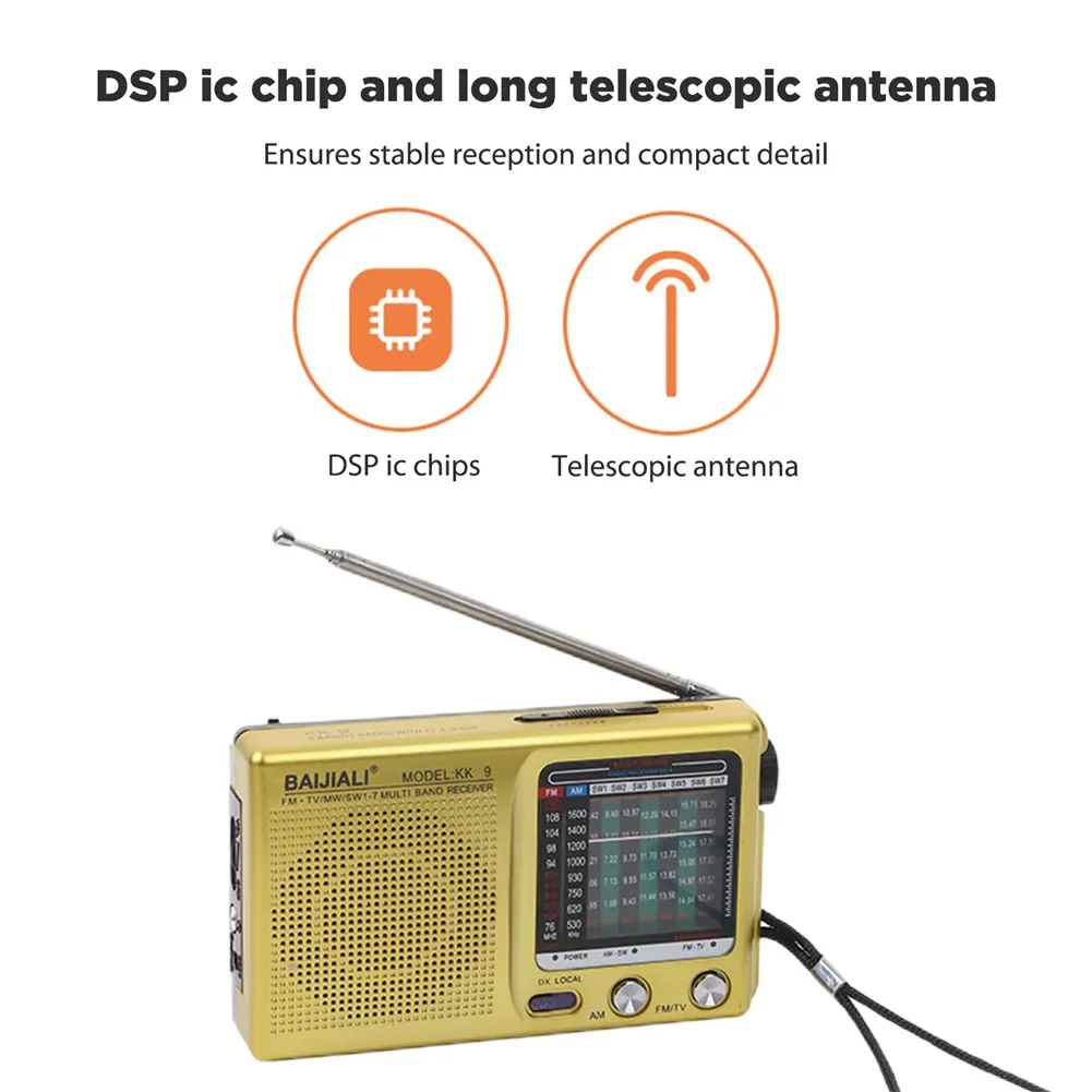 KK9 SW AM FM Radio meteorológica portátil, Radio de bolsillo, Bluetooth, recargable, Mini receptor de Radio para emergencia, Caminata por huracán