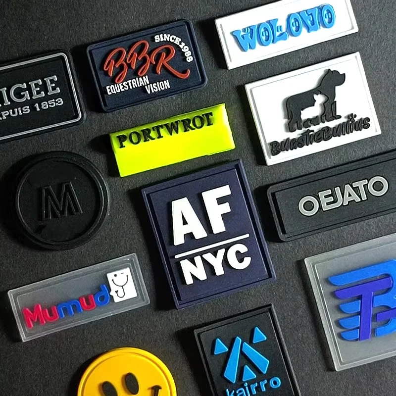 Three-colour PVC Drip Plastic Label Heat Transfer Printed Rubber Silicone 3D Soft Anti-static Clothing Logo Accessories