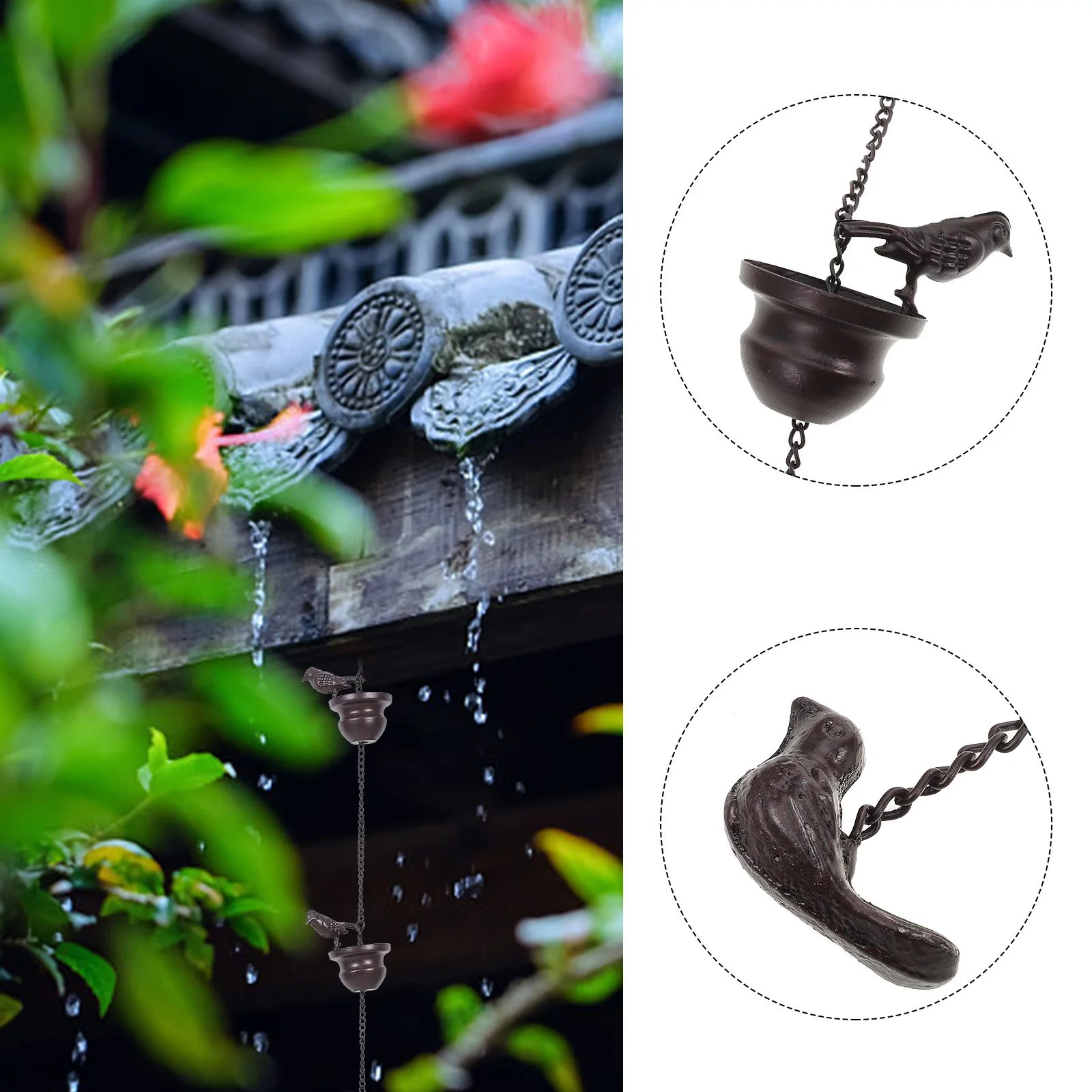 

Small Bird Wind Chime Rain Rain Chain for Downspout Balcony Decorative Garden Decor Wind Chime Garden Decor