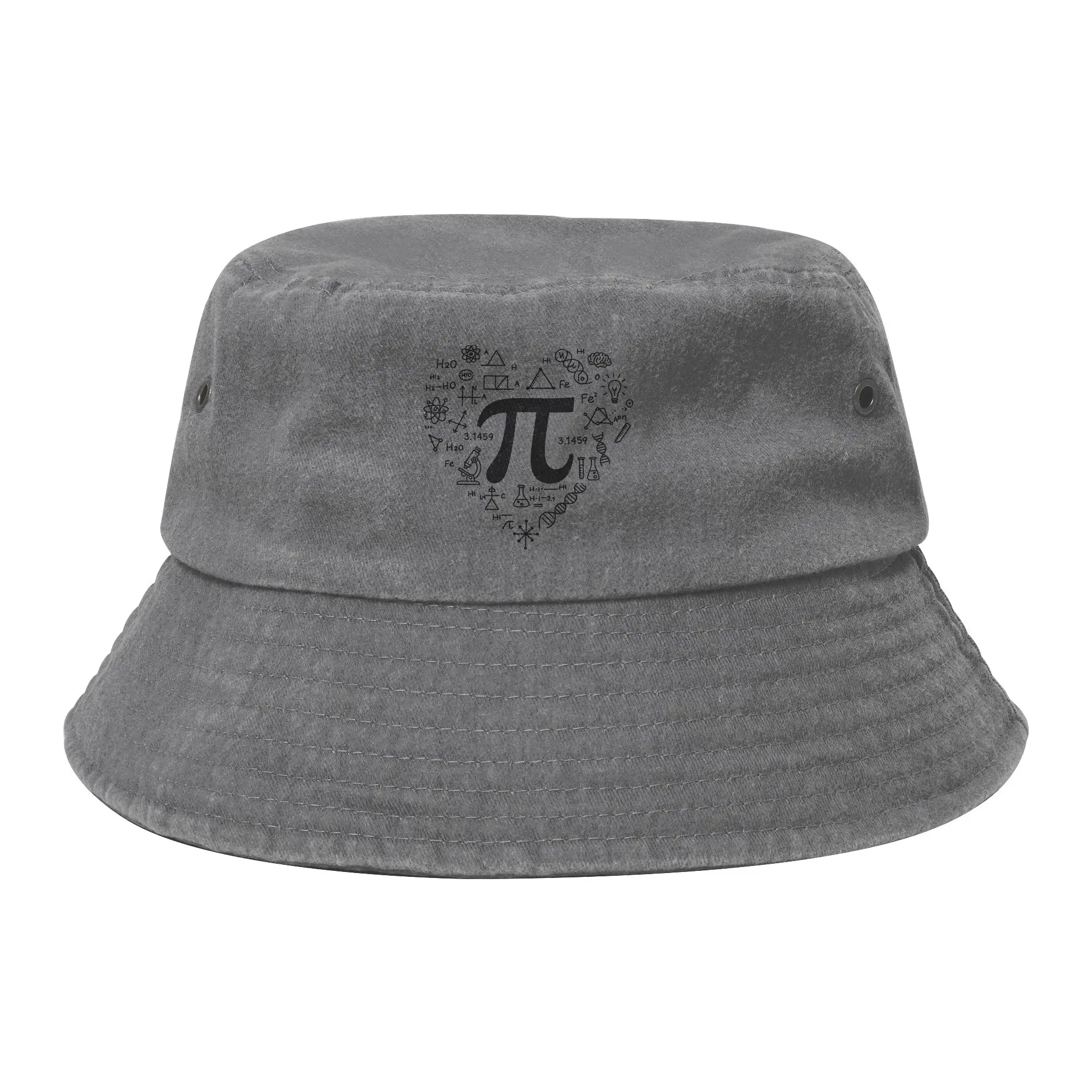 Mathematical Heart Pi Day Math Nerd Pride Bucket Hat for Women Men Beach Distressed Denim Sun Hat for Outdoor Fishing Caps