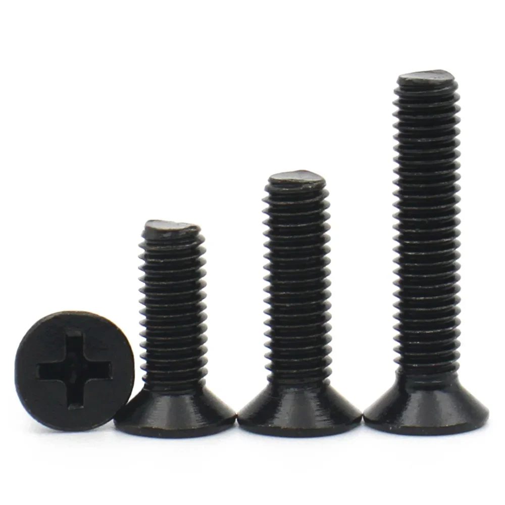 50-100pcs Black Carbon Steel M1 M1.2 M1.4 M1.6 m1.7 M2 M2.5 Mini Small Cross Phillips Flat Head Countersunk Head Screw