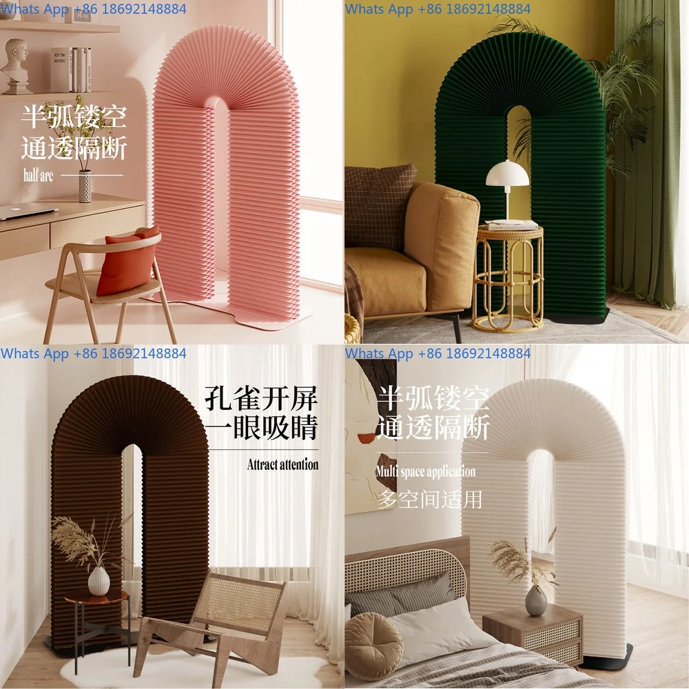 

Emerald Green Arch Room Divider Portable Decorative Screen Creative Peacock Tail Design