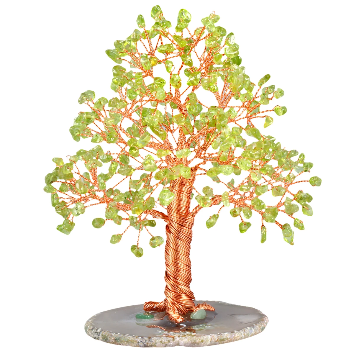 TUMBEELLUWA Natural Crystal Money Tree with Agate Slices Base Bonsai Figurine Decor for Wealth and Luck