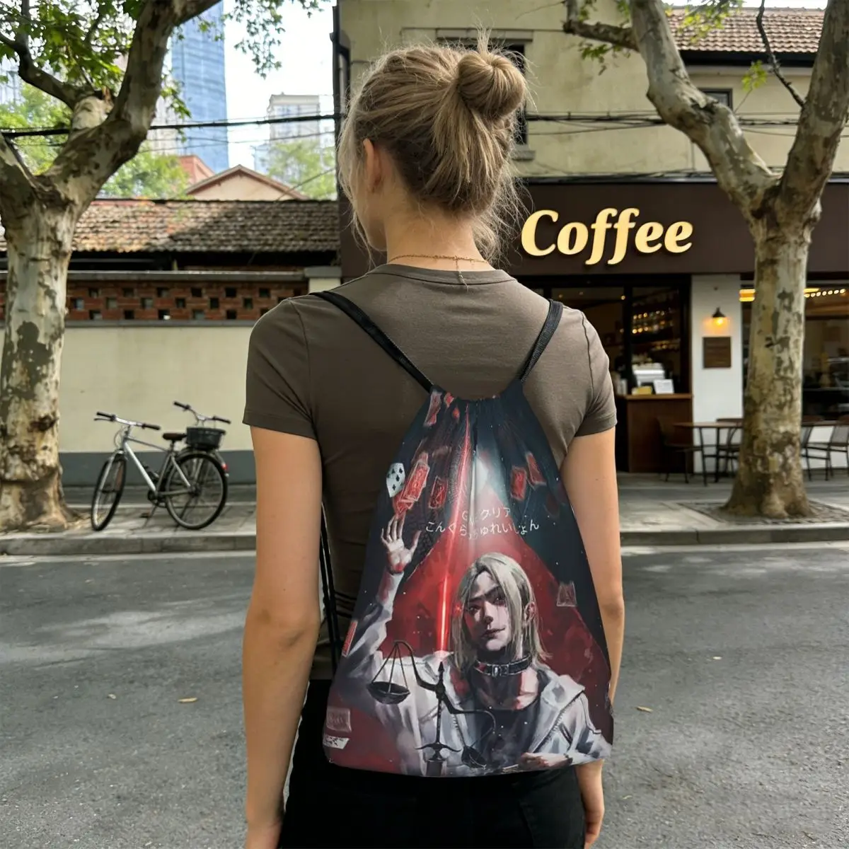

Alice In Borderlanded Poker Thriller Drama Backpacks Portable Drawstring Bags Sports Bag Book Bags for Man Woman Students
