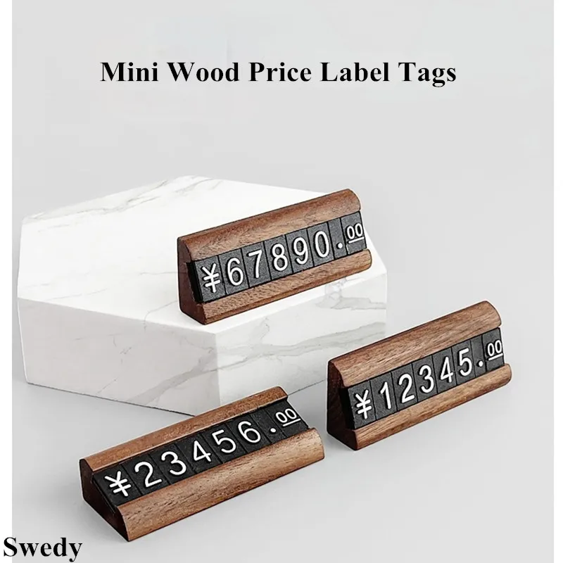 10 Sets Mini Price Label Card Sign Holder Stand Jewelry Watch Small Wood Adjustable Price Cube Tags