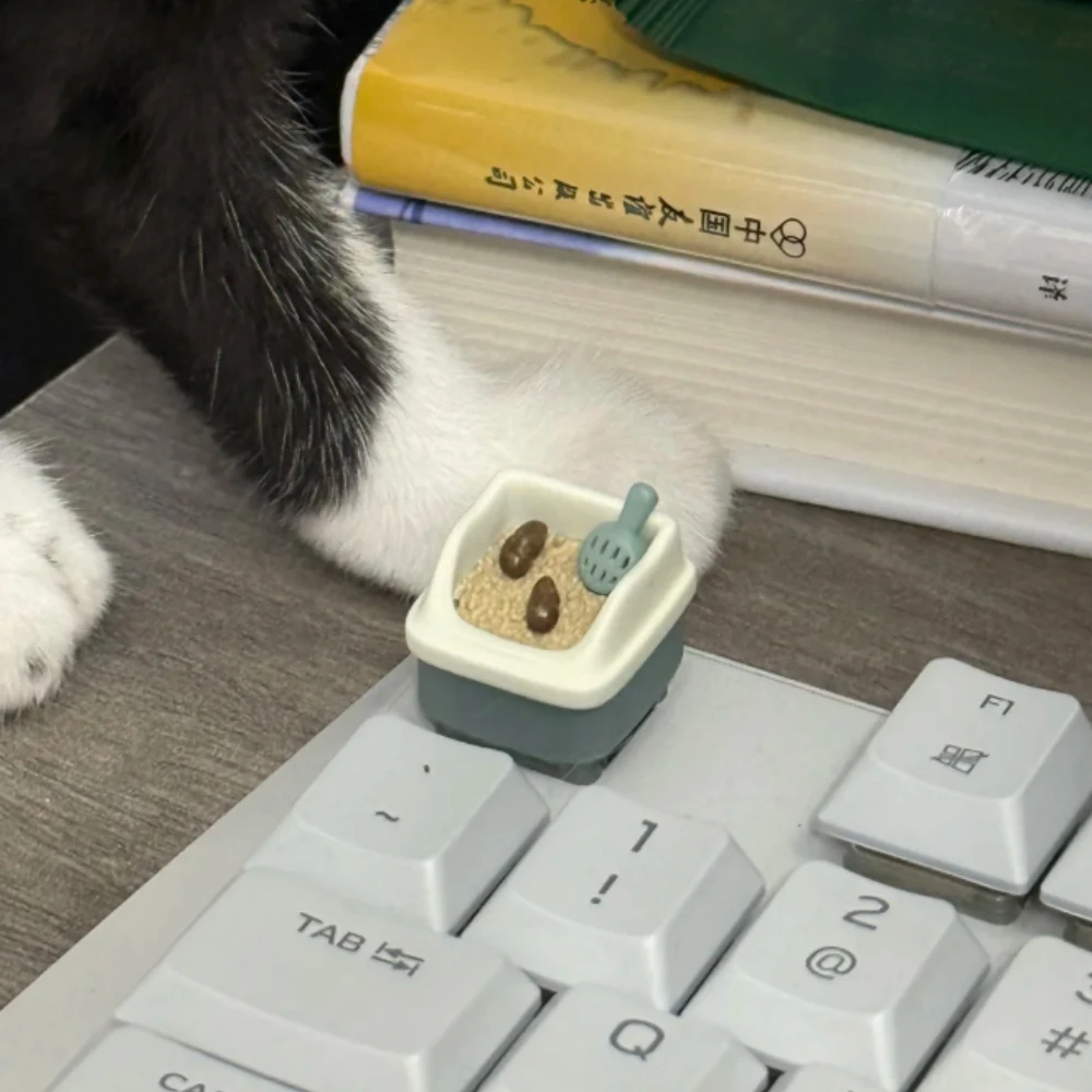 Capuchons de touches pour bac à litière pour chat, capuchon de clavier personnalisé en résine faite à la main pour claviers mécaniques, accessoires 1U Cherry MX, cadeau
