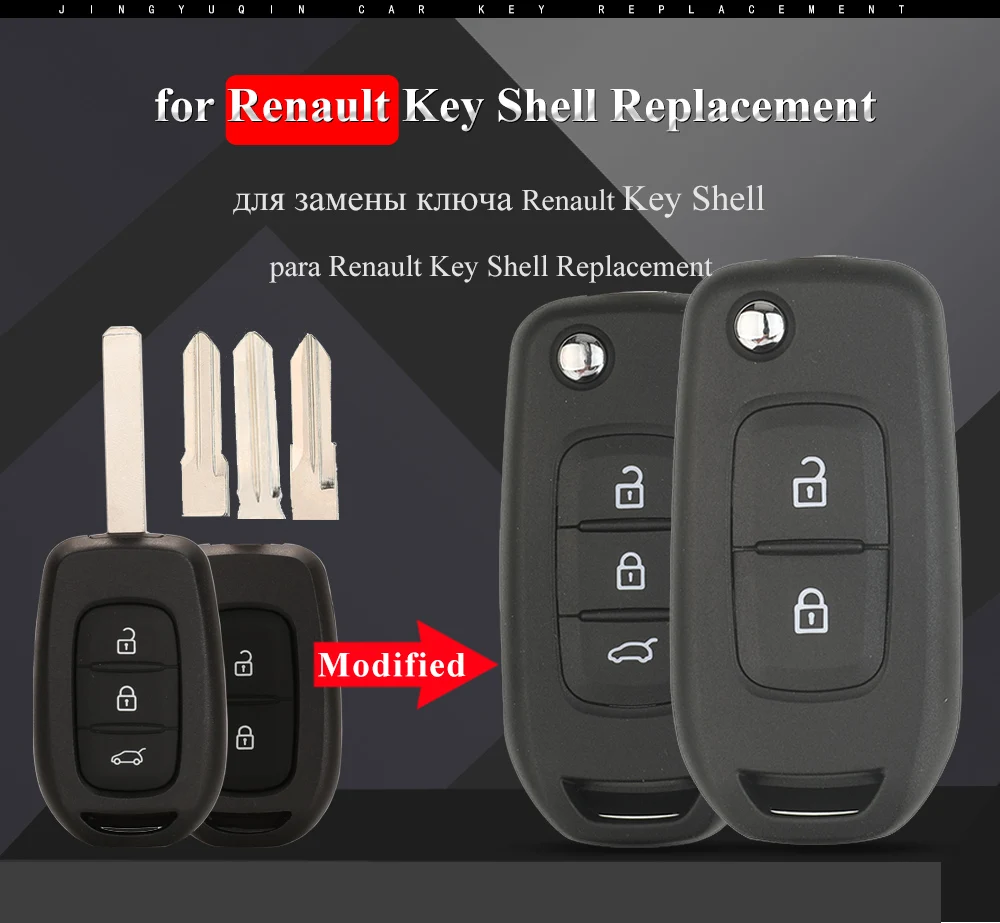 Verbesserte Modifizierte Klappbare Autoschlüssel-Hülle für Renault Symbol Trafic Clio 4 Twingo Dacia Logan Sandero Dokker Duster VIVARO – Detail 3