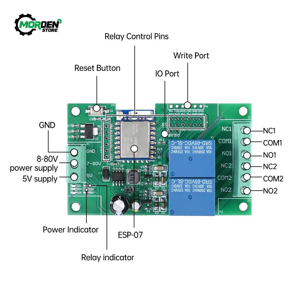 1/2/4/8 Channel ESP-07  WIFI Bluetooth-compatible BLE Relay AC90-250V/DC5-30V ESP32-WROOM Development Board Power Supply