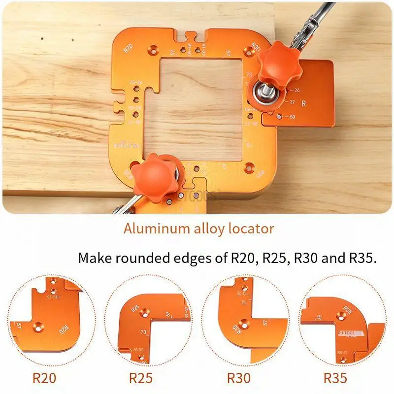Woodworking Router Corner Radius Templates Jig R20 To R35 Routing Curved Corners Milling Circular Radian Aluminium Alloy Tool
