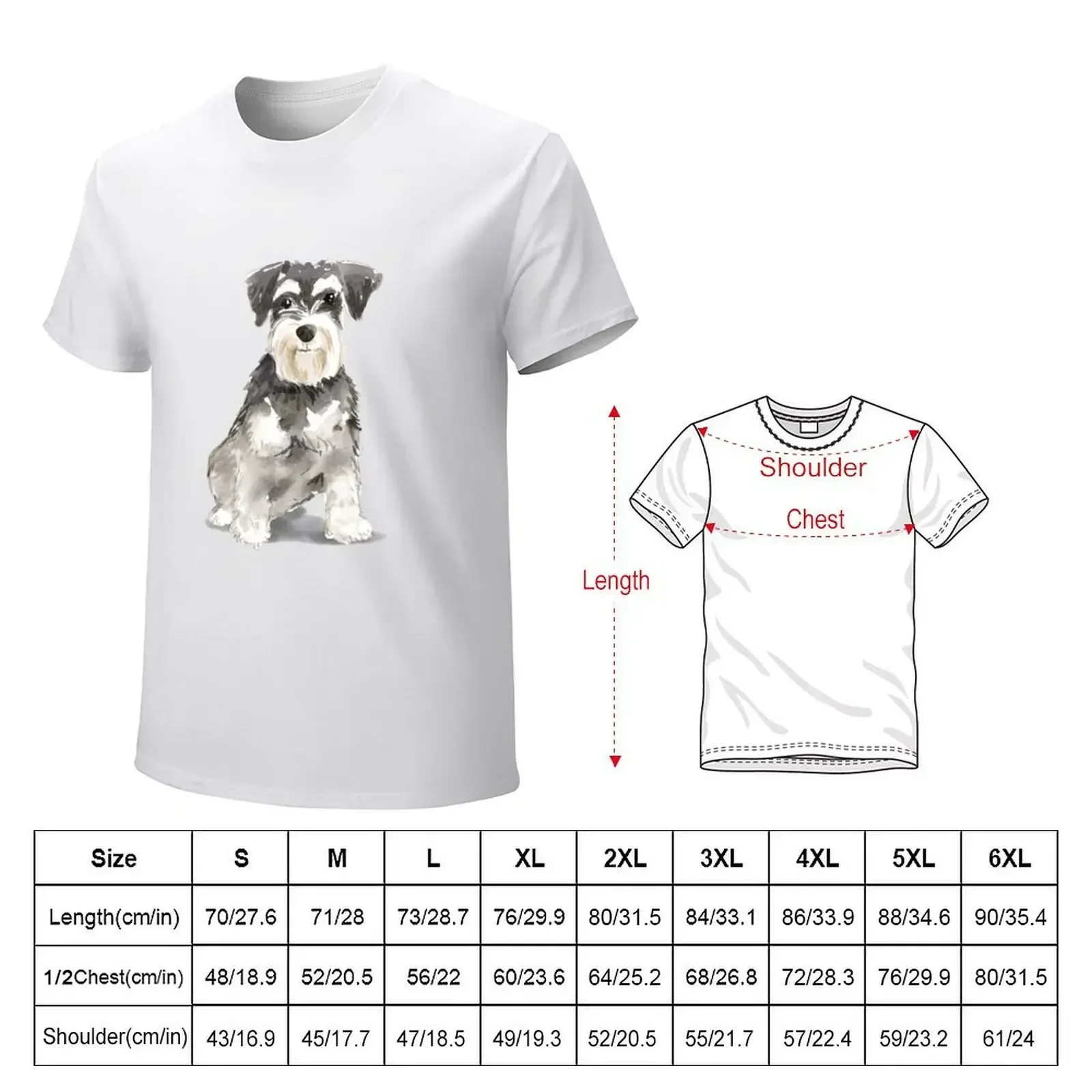 Watercolor Miniature Schnauzer T-shirt animal prinfor boys blacks sublime T-shirts for men cotton