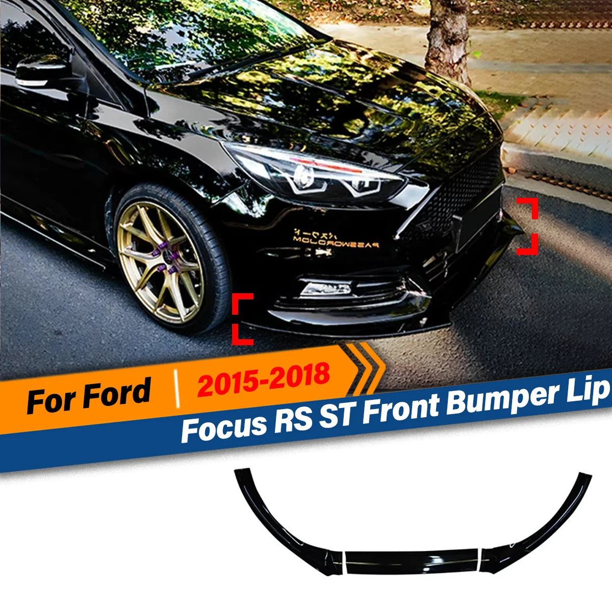 

For Ford Focus RS ST 2015 2016 2017 2018 Front Bumper Surround Lip Shovel Splitter Spoiler Diffuser Guard Protection Accessories