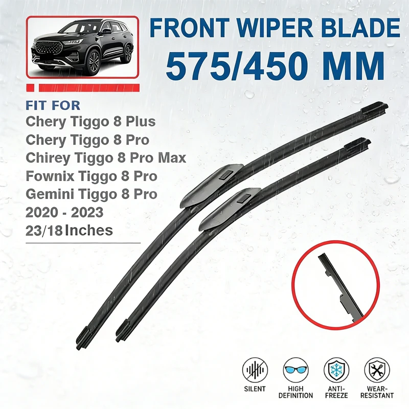 

23"+18" Front Windshield Wiper Blades For Chery Tiggo 8 Plus Pro Max 2020-2023 - Car Window Windscreen Replacement Accessories