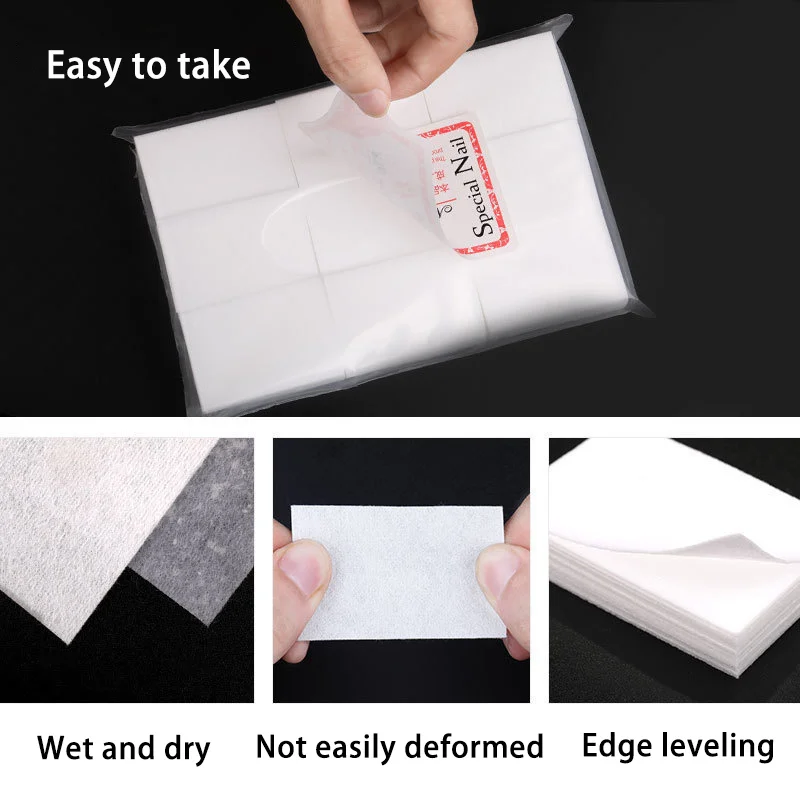 200Pcs/600Pcs네일 폴리쉬 리무버 코튼 패드; 매니큐어 리무버 면 패드; 매니큐어 리무버 청소 면 패드