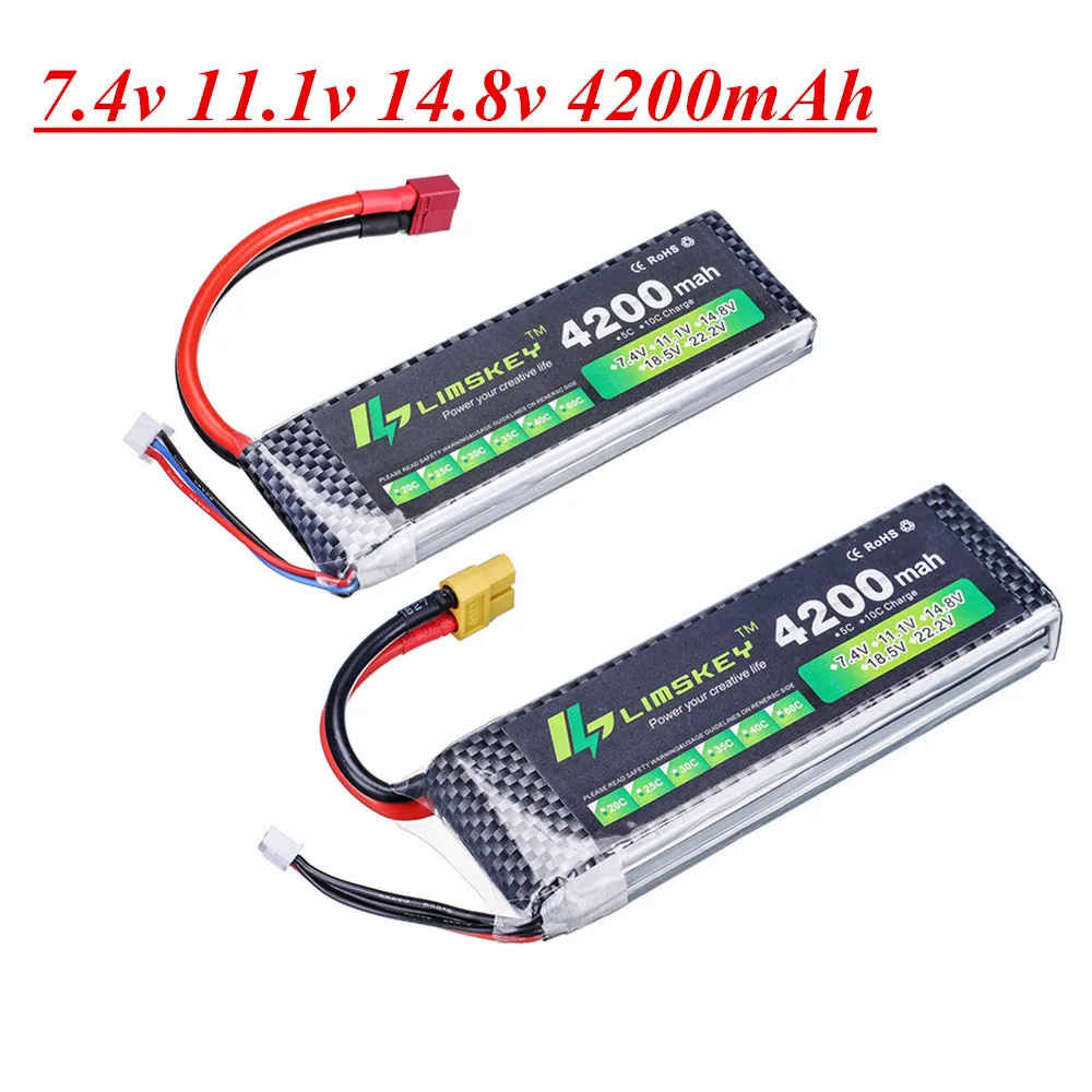 7.4v 11.1v 14.8v 4200mAh batteria Lipo per Rc Drone auto barche aereo telecomando giocattoli parti 2s 3s 4s batterie T/JST/XT60