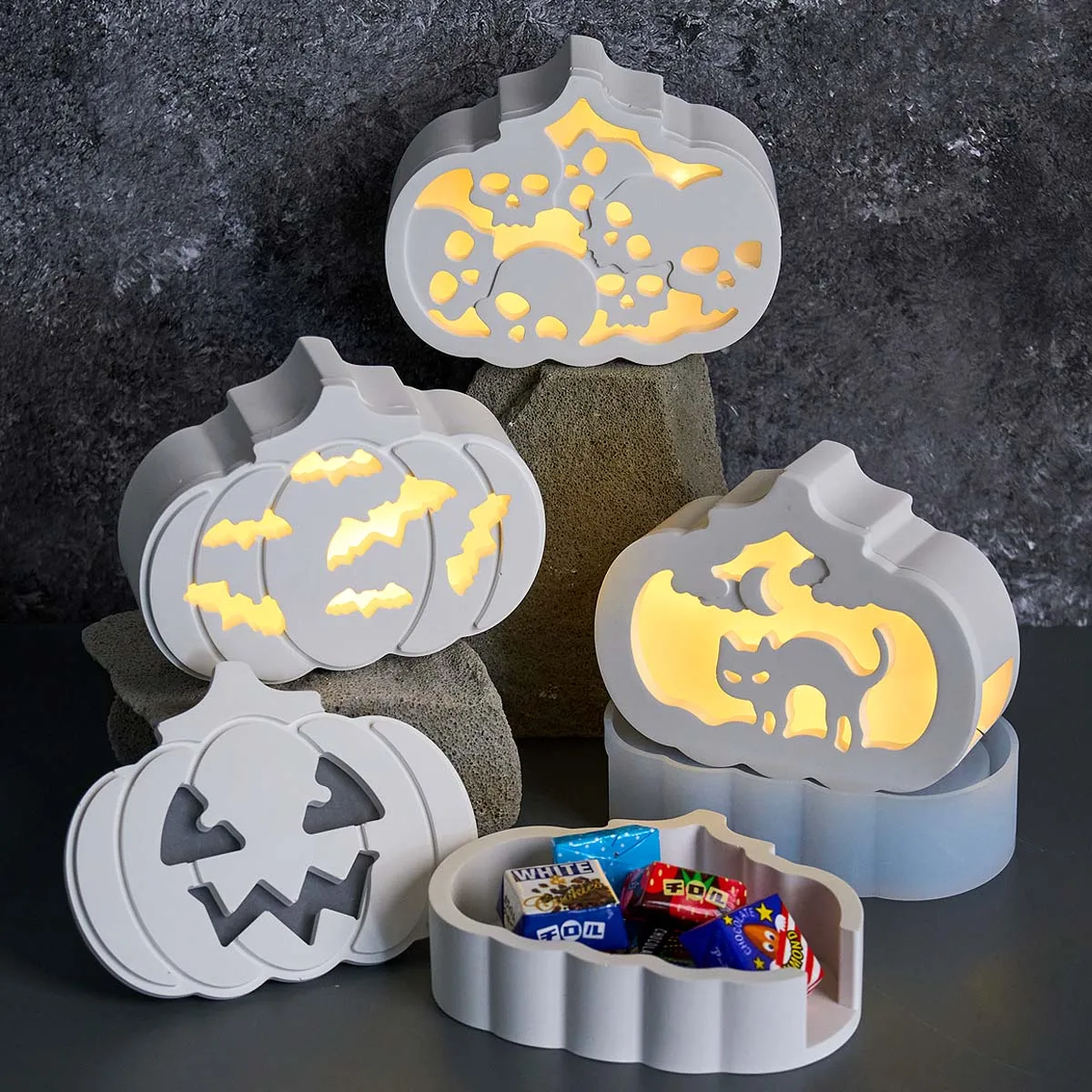 

Украшения на Хэллоуин, атмосфера, легкая силиконовая форма, сделай сам, полая тыква, гипс, смола, коробка для хранения подарков, формы для рукоделия