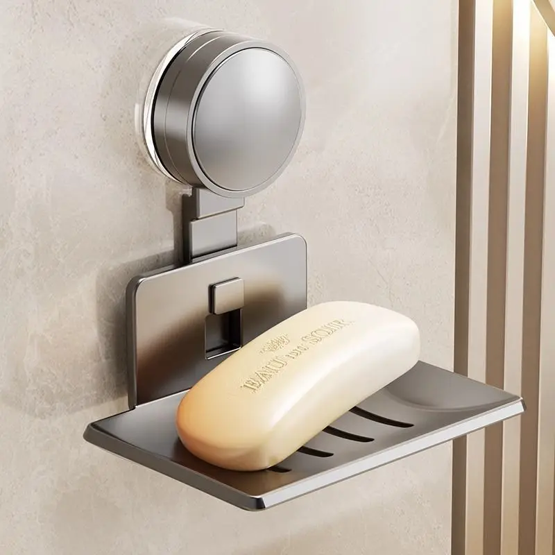 Suction-type Soap Box Punch-free Space Aluminum Soap Box Ginger Water Wall Hanging Wall Sticker Toilet Soap Holter Storage Rack