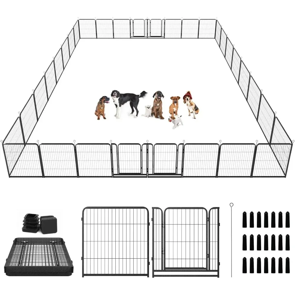 Customizable Dog Playpen Outdoor Extra Wide 40 Inch High Rust Resistant Portable RV Campground with Gates, Total 84 Feet