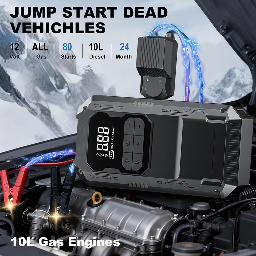 YIJU Car Jump Starter Air Pump With EVA Storage Bag Portable Emergency Repair Kit Power Bank Starting Device for 12V Vehicle