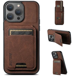 For iPhone 11 12 13 14 15 16 Pro Max Original For Shockproof Leather Case 15 Plus 16 Pro Wallet Card Holder Slots Back Cover