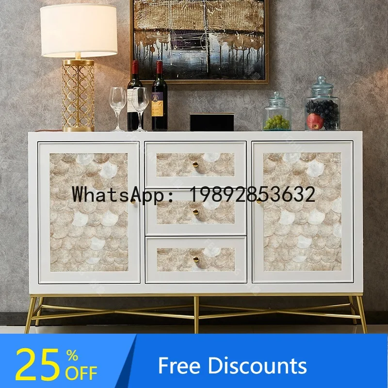 

YFY American Style Light Luxury Sideboard Tea Cabinet Modern Simple Natural Shell Three Two Doors Dining Room Preparation