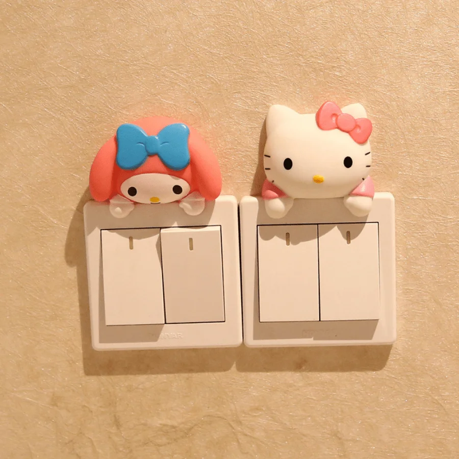 Autocollant de commutateur de Hello Kitty Melody Kurom, autocollant d'entrée de chambre à coucher