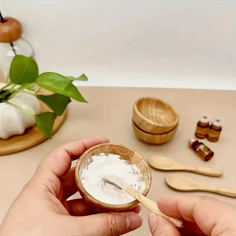Z. Mini Bamboo DIY Face Mask Mixing Bowl With Spoon Aromatherapy Bowl Set Massage Oil Face Care Makeup Tool Kits Accessories