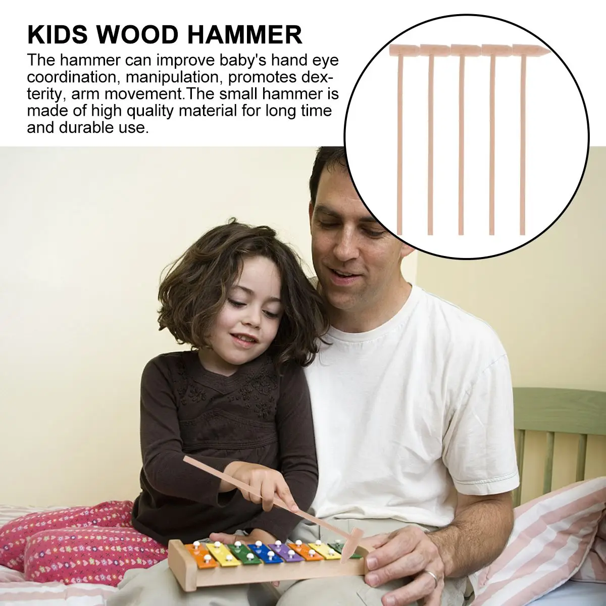 Mini maillets en bois pour enfants, 5 pièces, petits marteaux, outil d'activité Durable pour bébé, développement de la Coordination œil-main