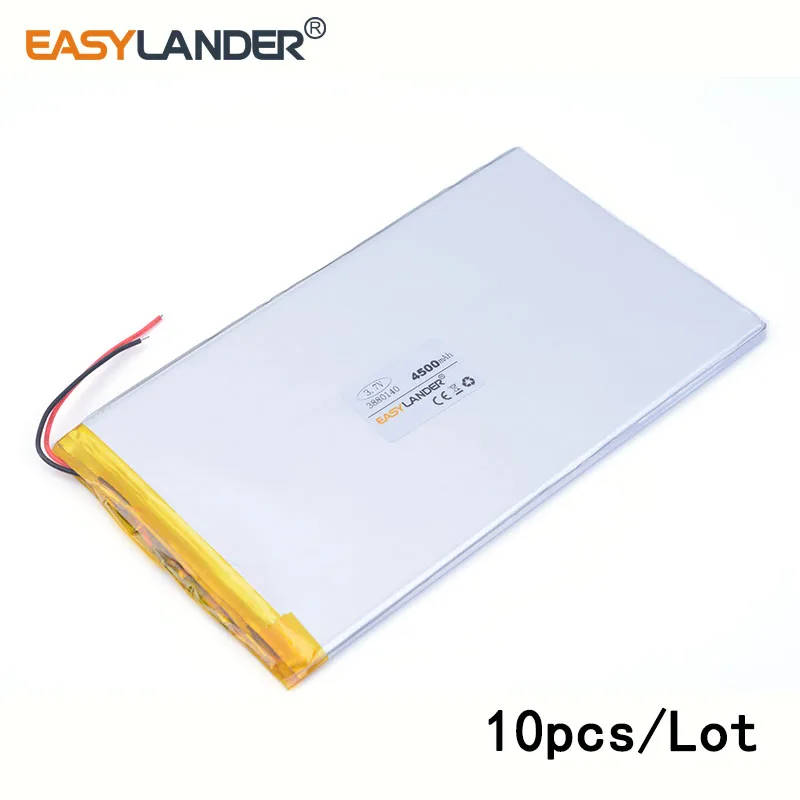 

10pcs /Lot 5400mah 3880140 lithium Li ion polymer rechargeable battery bateria li-ion para v88 v971 m9 pipo, tablet pc E-book