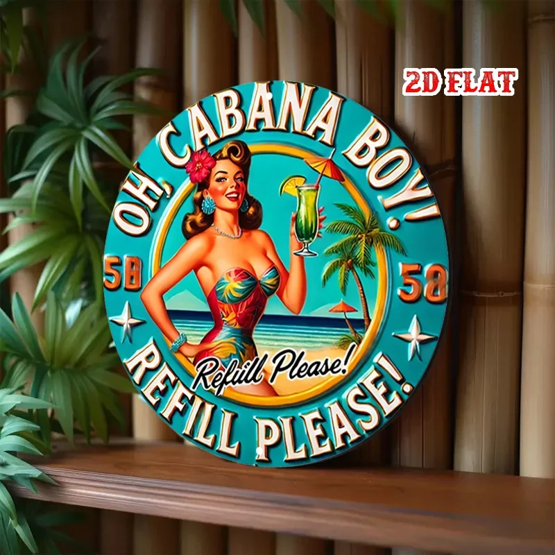 Vibrant Beach Scene Aluminum Round Panel, Two-Dimensional Flat Surface, One Piece, with the Text 
