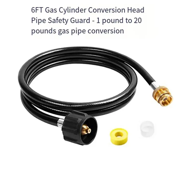 SYW-QCC لسهولة الاتصال خرطوم محول خزانات البروبان بطول 6 أقدام من 20 رطل إلى 1 رطل مثالي لمستلزمات التخييم والطبخ في الهواء الطلق #6