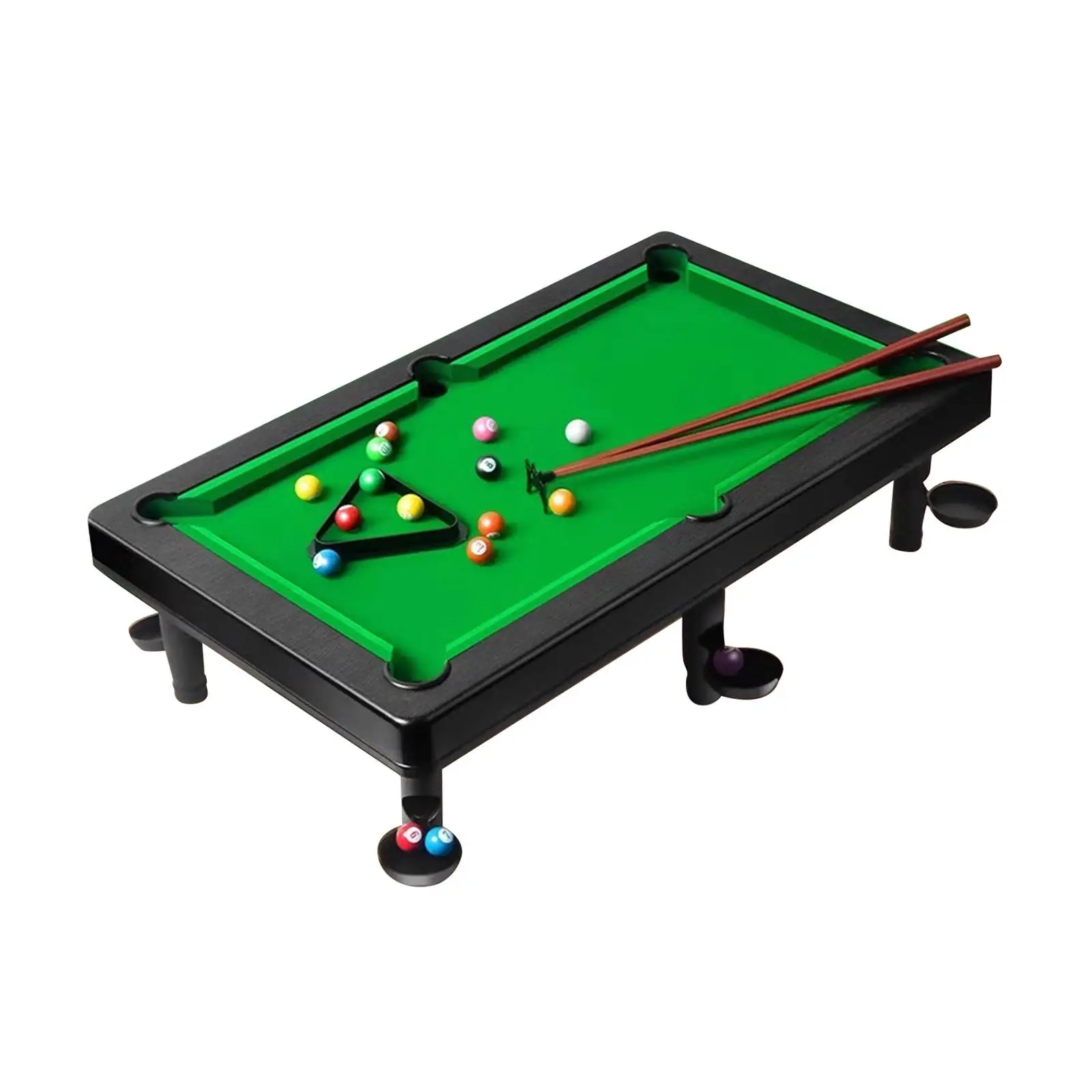 ABS Mini Pool Table Game Kit Portable Billiard Balls Cues Triangle Rack Educational Toy for Family Interaction