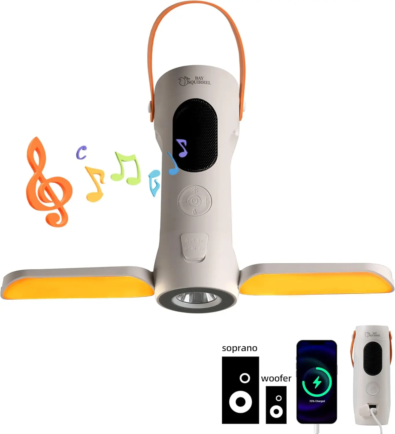 

Складной кемпинговый фонарь с Bluetooth-колонками, внешним аккумулятором 10000 мАч и водонепроницаемым фонариком для активного отдыха на природе
