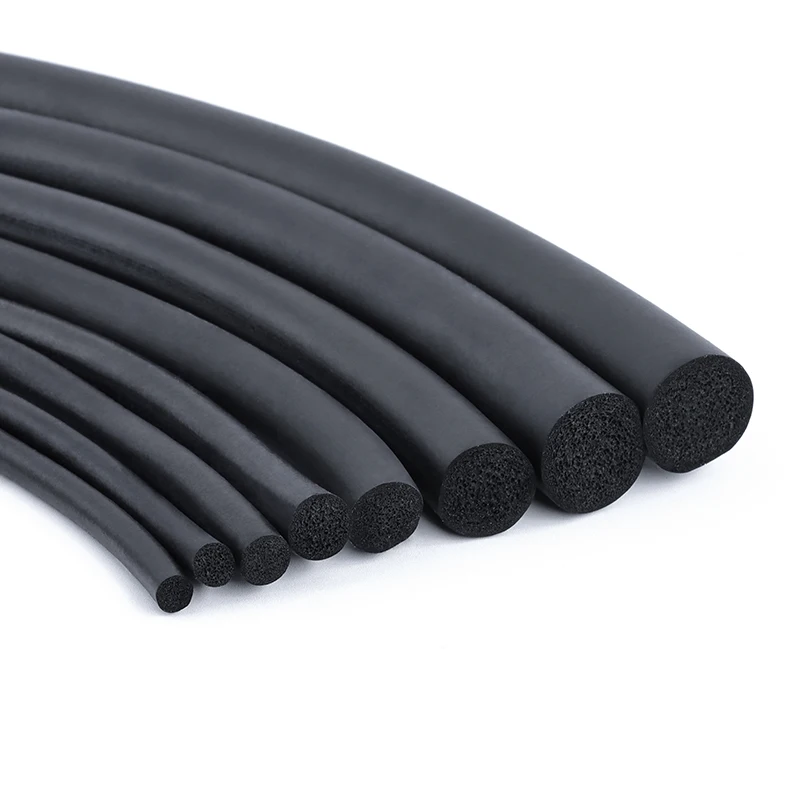 2/5M 3/4/5/6/7/8/9/10/12/14/16/18/20mm EPDM O Type Round Sealing  Strip Sound Proofing Dustproof Foamed Rubber Seal Strip