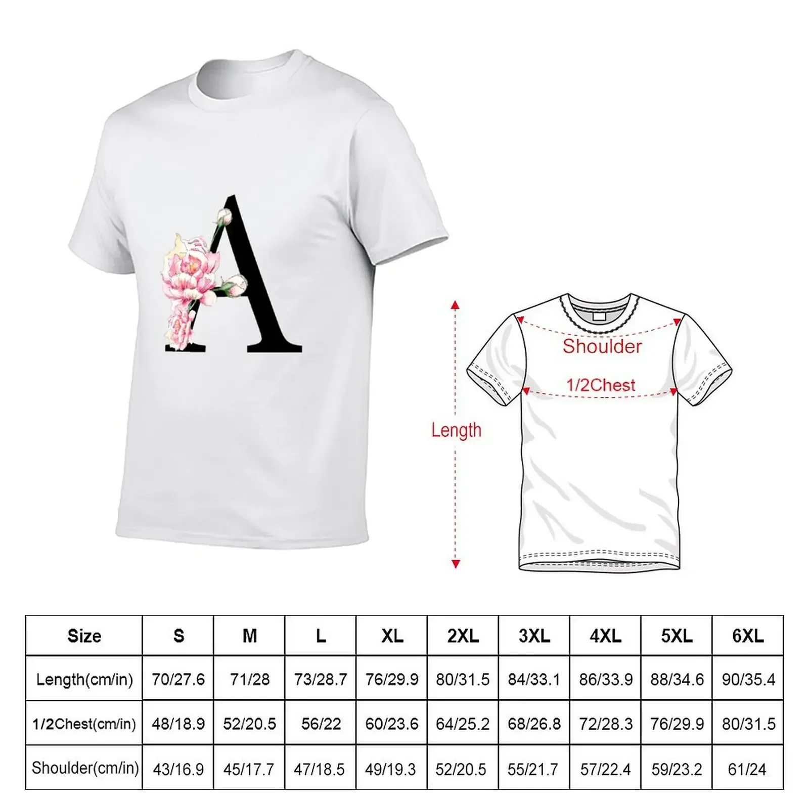 Letter A - Peonies Floral uppercase Alphabet Watercolor T-Shirt customs custom shirt designer shirts workout shirts for men