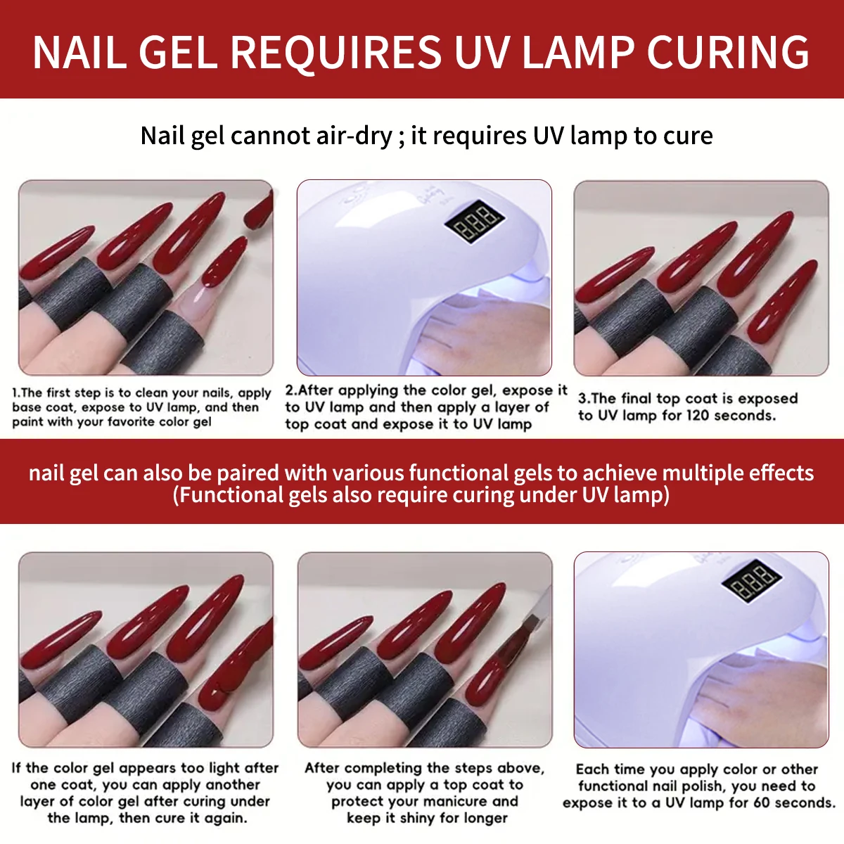 9 pièces 8ml Gel vernis à ongles ensemble 9 couleurs rouge bleu noir série classique couleur Gel vernis, UV LED polymérisation Gel vernis pour Salon à domicile Na