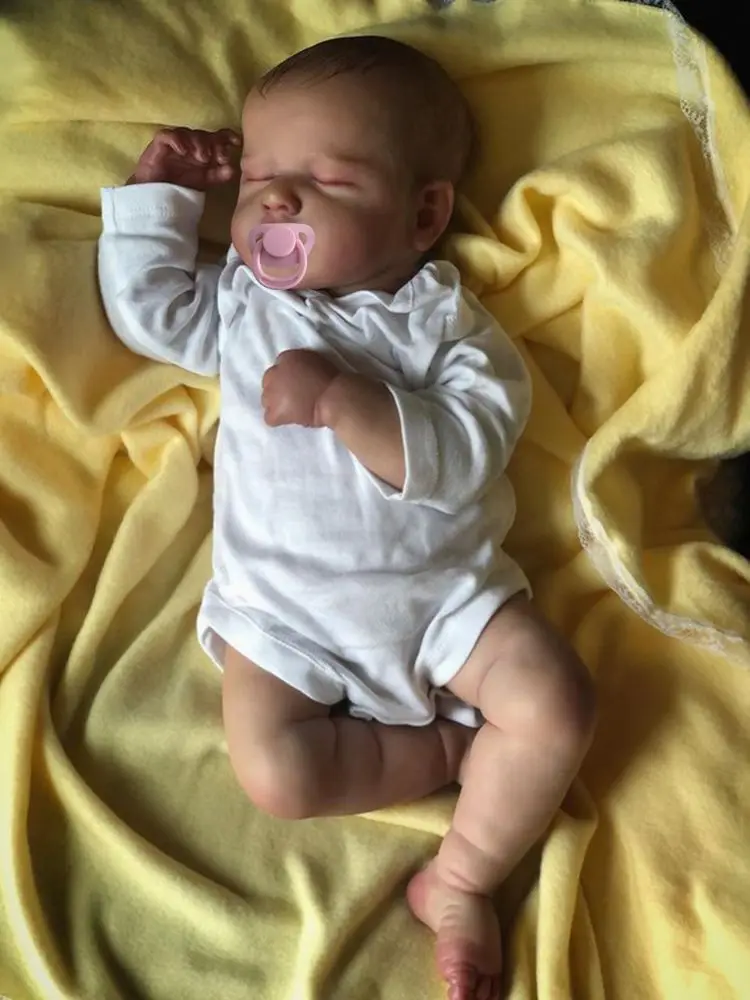 19 Zoll realistische, fertiggestellte Bebe Reborn Silikon-Vinyl-Stoffkörperpuppe LouLou, handgefertigtes Spielzeug für Mädchen, Weihnachtsgeschenk
