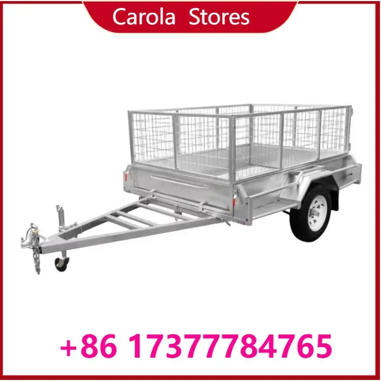 

Farm Utility Caged Box Trailer Galvanised Steel Frame With Spare Tyre Multipurpose Farm Hauling Trailer For Animal Feed Crops