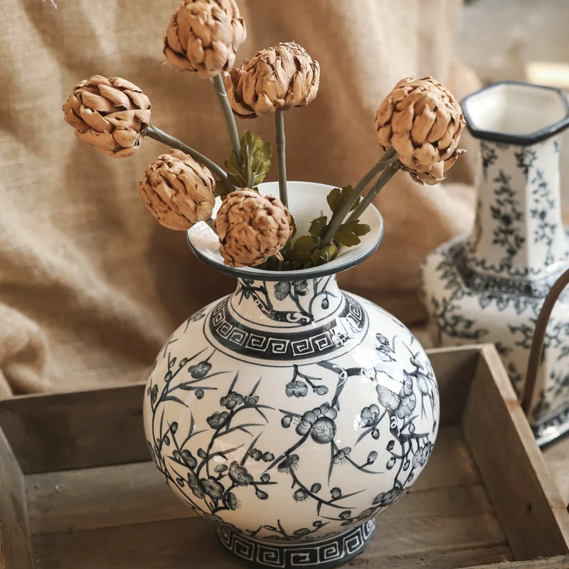 

Left Bank Wheat Field Antique Blue and White Porcelain Vase, Living Room Decoration, Home Decoration, Country Livin