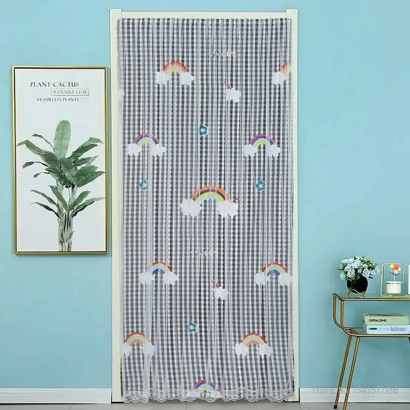 Creative Anti-Mosquito Hanging Door Curtain, Home Decor Free Punching Yarn, Self-adhesive, Bedroom Fabric Kitchen Partition, 1Pc